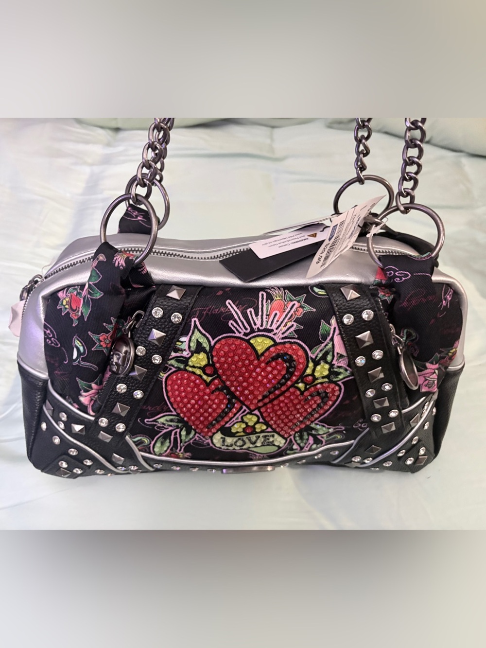 Ed hardy studded love shoulder bag